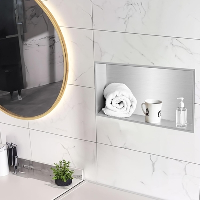 Duschnische aus Edelstahl 12&quot;x24&quot; und Doppelregal Wandnische für modernes Hoteldesign