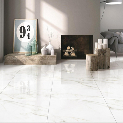 Lobby-Bodenfliesen Moderne Art 600x600 Poliertes Porzellan Calacatta Marmorfliesen