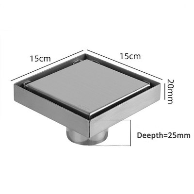 150x150mm Außendurchmesser Sus304 Duschkanal Linienabfluss mit schwarzem Filterkern