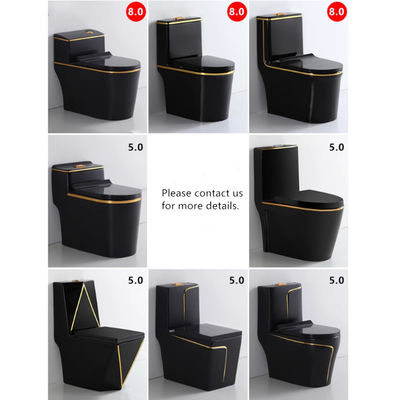 Schwarz-Gold-Toilette Matt Spülung S-Falle Einstück Vanity Toilette für Foshan Markt