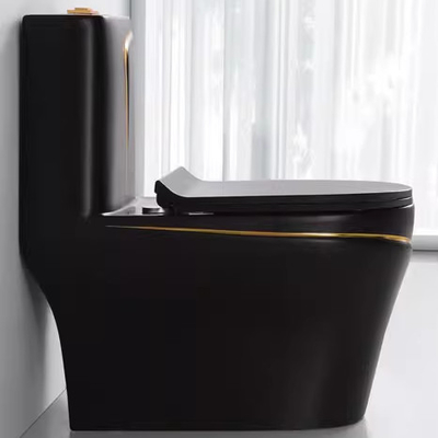 Schwarz-Gold-Toilette Matt Spülung S-Falle Einstück Vanity Toilette für Foshan Markt