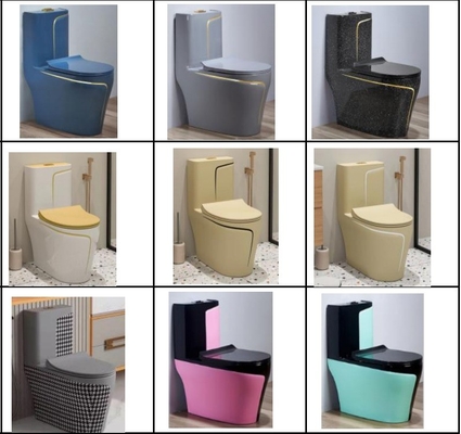 Schwarz-Gold-Toilette Matt Spülung S-Falle Einstück Vanity Toilette für Foshan Markt