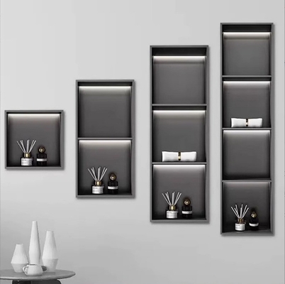 Schwarze Feste Oberfläche Dusche Einfügen Seife Shampoo Nische Tray Box mit Regal