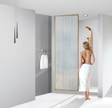 Ein Stück Rose Gold Edelstahl Duschgehäuse für Eckinstallation 90cm