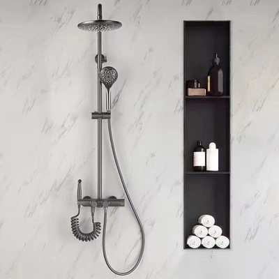 Wasserdichtes Edelstahl-Duschregal in mattschwarz für schönes Baddesign
