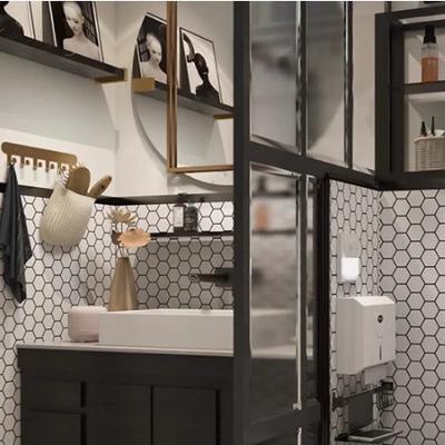 Moderne Design-Stil reine weiße Keramik-Sechseckegel mit Honighalm Glasmosaik