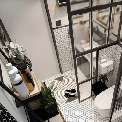 Moderne Design-Stil reine weiße Keramik-Sechseckegel mit Honighalm Glasmosaik