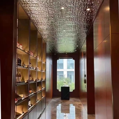 Holz-Weinkabinettschale im antiken Stil mit Glasbildschirm und Edelstahl-Weinregal