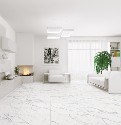 Porzellanfliesen im Stil des modernen Designs Bianco Carrara Weiß für die Wohnzimmerdekoration