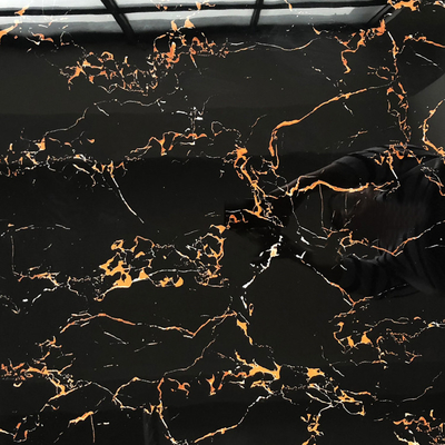 Chic Schwarz und Gold Marmor Badezimmer Fußboden Keramikfliesen für Fußboden Wand Rock Spiegelfliesen Pakistan