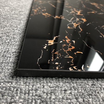 Chic Schwarz und Gold Marmor Badezimmer Fußboden Keramikfliesen für Fußboden Wand Rock Spiegelfliesen Pakistan