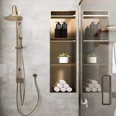 Wasserdichtes Duschfach mit LED-Licht Doppelregal Modernes Design 12x20 Schwarz