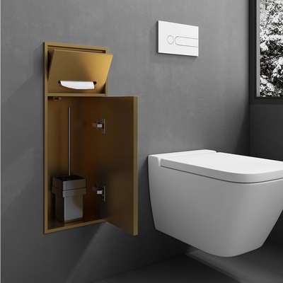 Brushed Oberfläche Gold Badezimmer Nische für wasserdichte und Spülung-montierte schmale Toilette