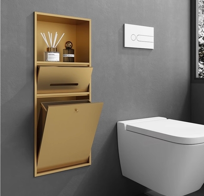 Brushed Oberfläche Gold Badezimmer Nische für wasserdichte und Spülung-montierte schmale Toilette