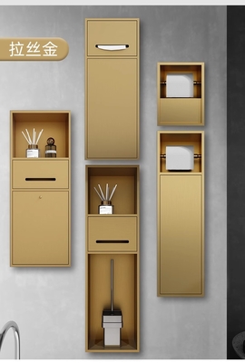 Brushed Oberfläche Gold Badezimmer Nische für wasserdichte und Spülung-montierte schmale Toilette