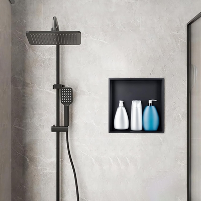 Verbessern Sie Ihren Badezimmer mit einem modernen Nischenregal aus Edelstahl und LED-Licht