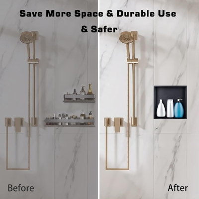 Verbessern Sie Ihren Badezimmer mit einem modernen Nischenregal aus Edelstahl und LED-Licht